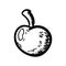 Handdrawn apple doodle icon. Hand drawn black sketch. Sign cartoon symbol. Decoration element. White background. Isolated. Flat