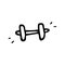 Handdrawn barbell doodle icon. Hand drawn black sketch. Sign symbol. Decoration element. White background. Isolated. Flat design.