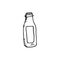 Handdrawn bottle doodle icon. Hand drawn black sketch. Sign symbol. Decoration element. White background. Isolated. Flat design.