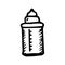 Handdrawn bottle doodle icon. Hand drawn black sketch. Sign symbol. Decoration element. White background. Isolated. Flat design.