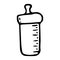 Handdrawn bottle doodle icon. Hand drawn black sketch. Sign symbol. Decoration element. White background. Isolated. Flat design.