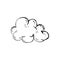 Handdrawn cloud doodle icon. Hand drawn black sketch. Sign symbol. Decoration element. White background. Isolated. Flat design. V