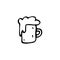 Handdrawn cup of beer doodle icon. Hand drawn black sketch. Sign