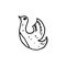 Handdrawn doodle bird icon. Hand drawn black sketch. Sign symbol. De