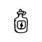 Handdrawn doodle bottle energy icon. Hand drawn black sketch. Si