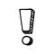 Handdrawn Exclamation point doodle icon. Hand drawn black sketch. Sign symbol. Decoration element. White background. Isolated.