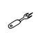 Handdrawn fork doodle icon. Hand drawn black sketch. Sign symbol