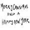 Handdrawn graffiti of merry christmas and a happy new year