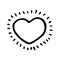 Handdrawn heart doodle icon. Hand drawn black sketch. Sign symbol. Decoration element. White background. Isolated. Flat design.