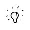 Handdrawn idea lamp doodle icon. Hand drawn black sketch. Sign s