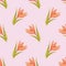 Handdrawn lily seamless pattern. Watercolor orange lily on the pink background. Scrapbook design elements. Typography poster,
