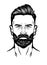 Handdrawn man head with beard and pompadour hairstyle