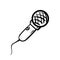 Handdrawn microphone doodle icon. Hand drawn black sketch. Sign cartoon symbol. Decoration element. White background. Isolated.