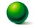 Handdrawn Pencil drawing of realistic green ball with shadows. Drawing with Colored pencil isolated on white