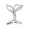 Handdrawn plant in the ground doodle icon. Hand drawn black sketch. Sign symbol. Decoration element. White background. Isolated.