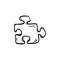 Handdrawn puzzle doodle icon. Hand drawn black sketch. Sign symb