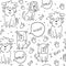 Handdrawn seamless pattern with doodle dogs