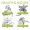 Handdrawn Set - Health and Nature. Collection of