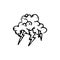 Handdrawn storm cloud doodle icon. Hand drawn black sketch. Sign