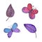 Handdrawn Watercolor purple and blue butterfly on the white background. Can be used for scrapbook design, typography poster, label