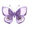 Handdrawn Watercolor purple butterfly on the white background. Can be used for scrapbook design, typography poster, label, banner