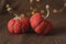 Handemade cozy fabric pumpkins for autumn decoration. Home autumn decor. Thanksgiving and Halloween concept