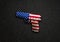 A handgun illustration with stars and stripes of the american flag color overlay to symbolize gun crime, suicide and murder with