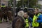 Handhaving At Discussing During The Group Protesting At The Climate Demonstration From The Extinction Rebellion Group At Amsterdam