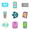 Handheld device icons set, cartoon style