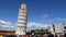 A handheld shot of the Leaning Tower of Pisa