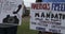 Handheld shot of people with signs protesting vaccine mandates and passports in California