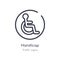 handicap outline icon. isolated line vector illustration from traffic signs collection. editable thin stroke handicap icon on