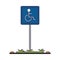 Handicap parking zone road sign blue lines