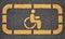 Handicapped or accessibility parking or access sign flat yellow sign printed on asphalt