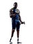 handicapped body builders building weights man with legs prosthesis silhouette