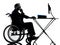 handicapped business man working in wheelchair silhouette in wheelchair silhouette