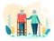 Handicapped elderly couple vector illustration