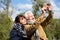 Handicapped male taking selfie