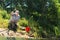 Handicapped man casting his line when fishing