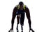 Handicapped man runners sprinters with legs prosthesis silhoue