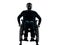 Handicapped man in wheelchair smiling friendly silhouette