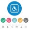 Handicapped parking flat round icons