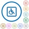 Handicapped parking icons with shadows and outlines