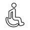 Handicapped patient icon. Line art style. Vector symbol