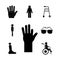 Handicapped silhouette style icon set vector design