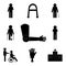 Handicapped silhouette style set of icons vector design