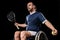 Handicapped young sportsman playing tennis