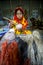 Handicraft maker women are making on a showpiece bird nests using on pineapple fiber at Madhupur,