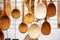 Handicraft mart Kaziukas in Vilnius, Lithuania: wooden homemade spoons