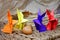 Handicraft origami rabbits from paper. Easter bunnies